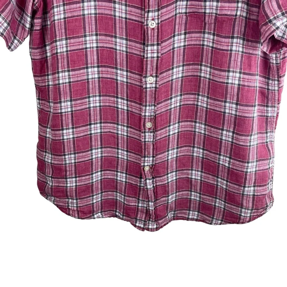 Banana Republic | Red Plaid Camden Standard Fit Linen Shirt